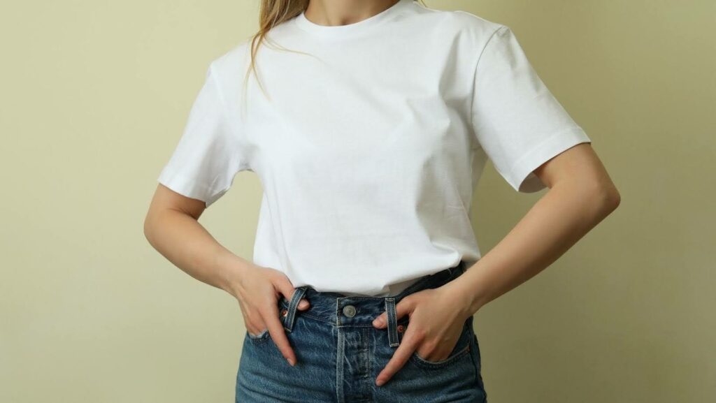 crop top cute stylish girl in jeans top